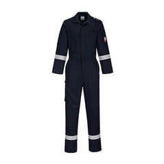 Navy Bizflame Plus Lightweight Stretch Panelled Coverall with sleeve pocket on left arm
