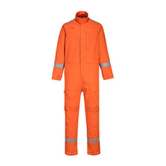 Orange Bizflame Plus Lightweight Stretch Panelled Coverall with sleeve pocket on left arm