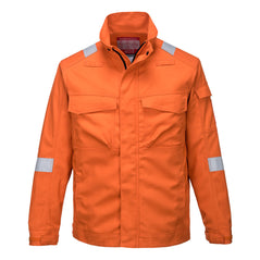 Orange Bizflame Ultra Jacket with hi-vis strips on the arms and shoulders.