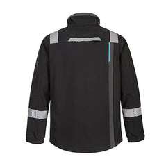 WX3 FR Softshell in black with hi vis strips on shoulders