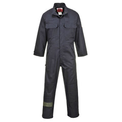 Navy Portwest multi-norm coverall. Coverall has chest pockets. trouser pockets and kneepad pockets. Coverall also has a pen loop.