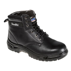 Black Portwest Steelite Boot. Boot has a black sole. Protective toe and black laces.