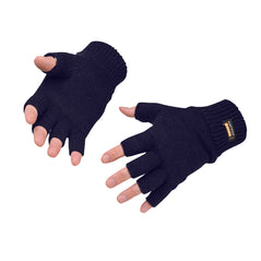 Navy fingerless insulated glove. Glove is used for warmth and dexterity.