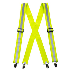 Yellow hi vis strap to attach your trousers to clothing for protection