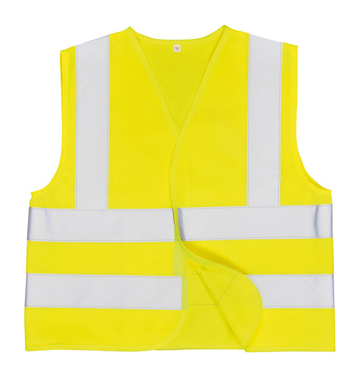 Portwest Hi-Vis Junior Band and Brace Vest in yellow with reflective strips on body and shoulders.
