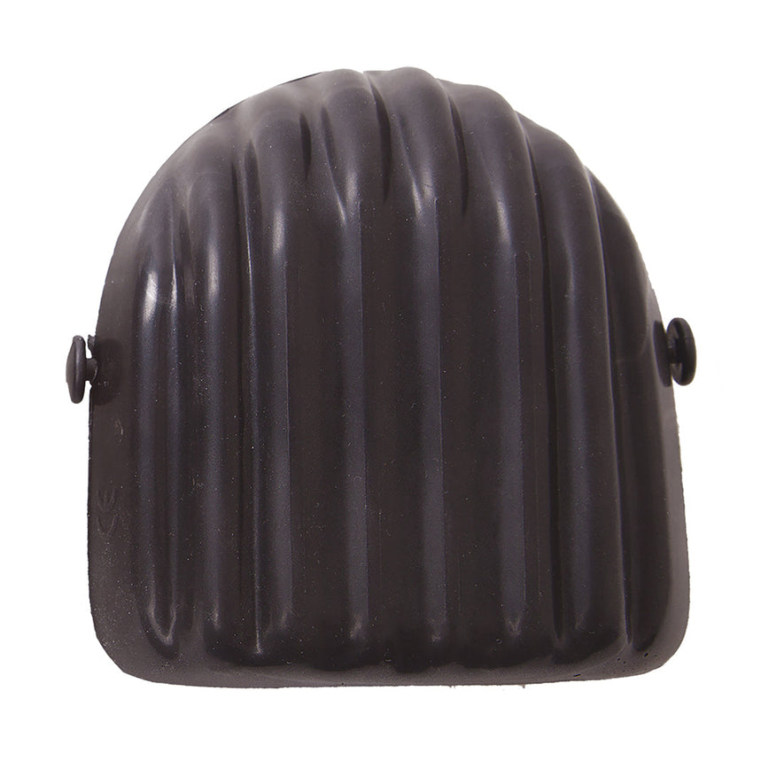 Black hi density knee pad with attachments on the side.