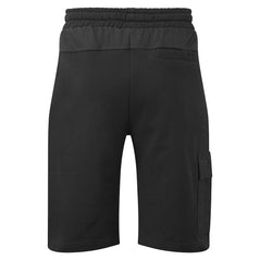 Back of Portwest KX3 Cargo Sweatshorts in black with pocket on side of leg and below elasticated waistband.