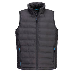 Portwest KX3 Ultrasonic Bodywarmer in black with padded front, collar, full zip fastening and two lower zipped pockets.