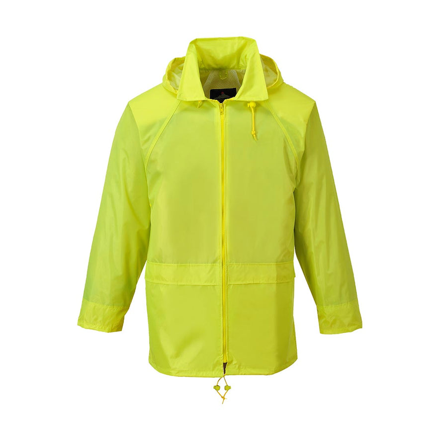 Essentials rainsuit in yellow with front zip and elasticated cuffs