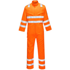 Orange Modaflame RIS Coverall with reflective wrists, shoulders and ankles with chest pockets and zip fasten.