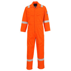 Orange Modafame Coverall with reflective wrists, shoulders and ankles with chest pockets and zip fasten.Coveralls Have kneepad pockets.