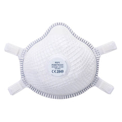 White ergonet ffp3 moulded mask with white mesh around the outer and white filter.