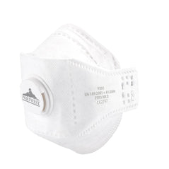 EAGLE FFP3 Dolomite Fold Flat Respirator in White with white filter valve at the front.