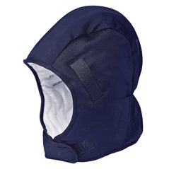 Navy helmet winter liner balaclava with white fleece liner inner.