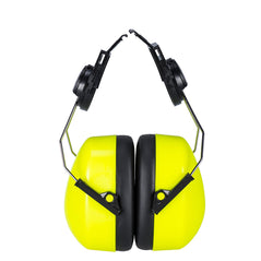 Yellow endurance hi vis clip on ear defender. Used to clip onto hard hats with black clips.