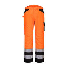 Orange PW2 Hi-Vis service trouser with cargo pocket and details on waist and ankles in black