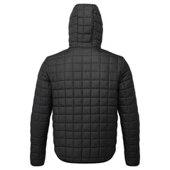 Back of Portwest PW3 Square Baffle Jacket in black with square padded panels on body, hood and arms.