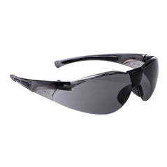 Lucent portwest spetacles with black nose clip and black rubber inserts on the arms, Spectacles have smoke lens and arms.