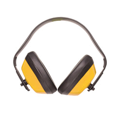 Yellow classic ear defender with black headband and black padding around the ears.
