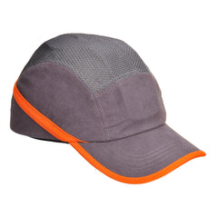 Grey portwest vent cool bump cap. Bump cap has orange trim on the cap peak and a vented top to keep you cool.