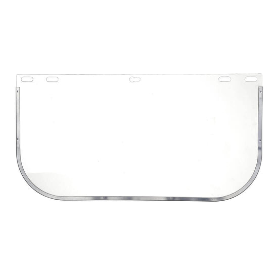 Clear portwest replacement visor for hard hats. Visor has metal outer for strengthening.