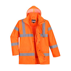 Orange Hi-Vis Breathable Jacket with hood and reflective strips