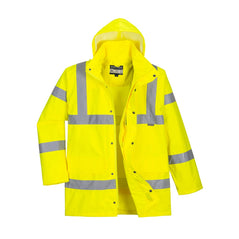 Yellow Hi-Vis Breathable Jacket with hood and reflective strips