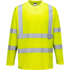 Yellow Hi-Vis Long Sleeved T-Shirt with reflective strips  
