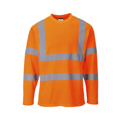 Orange Hi-Vis Long Sleeved T-Shirt with reflective strips