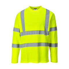 Yellow Hi-Vis Long Sleeved T-Shirt with reflective strips