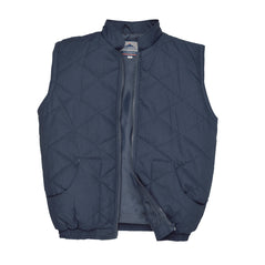 Navy glasgow bodywarmer gilet with quilted finish and two side pockets. Zip fasten.