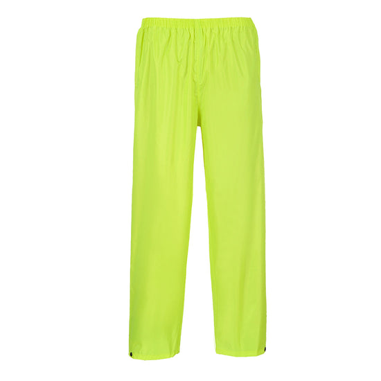Yellow classic rain trouser with elasticated waist.