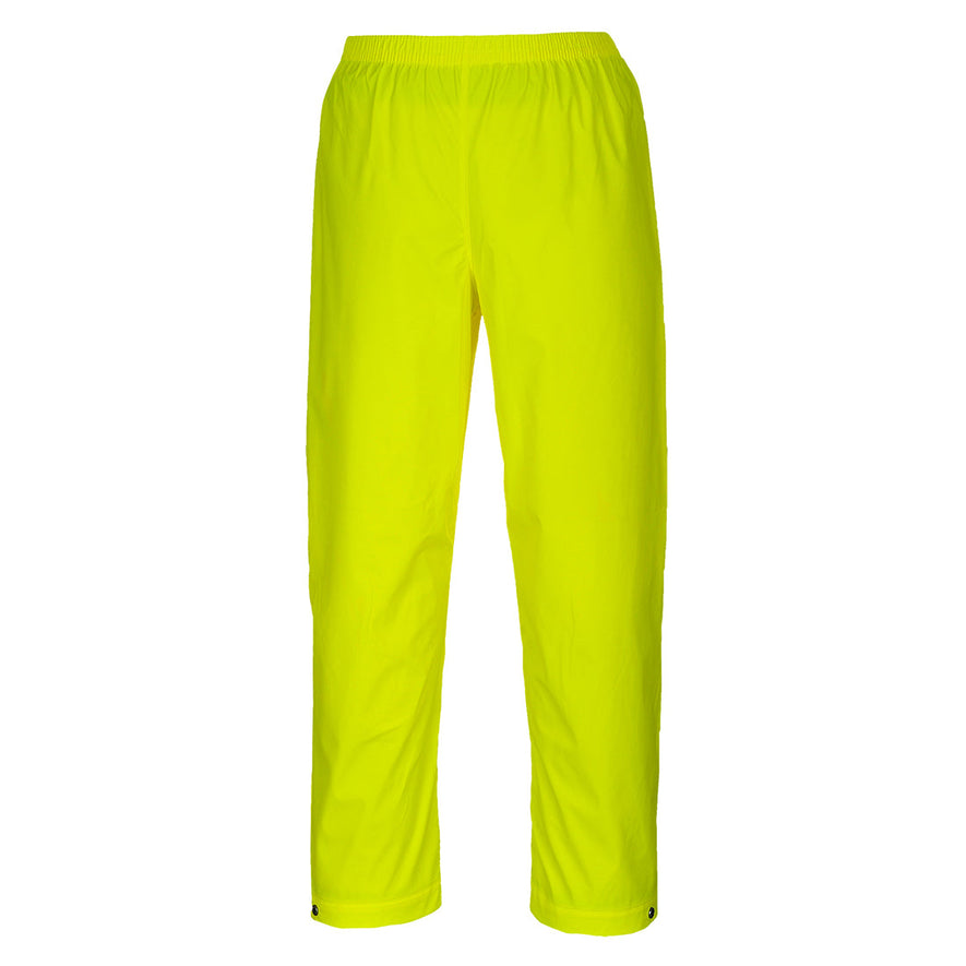 Yellow Portwest Sealtex classic Trousers. Trousers have an elasticated waist.