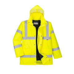 Yellow Hi-Vis Breathable Jacket with buttons and reflective strips