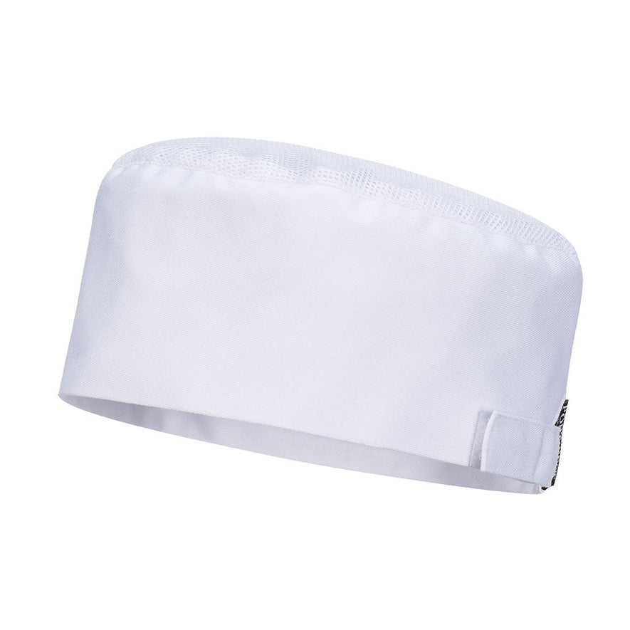 White Portwest MeshAir chefs skull cap.