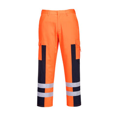 Orange Hi-Vis Ballistic Trouser with navy leg details and reflective strips