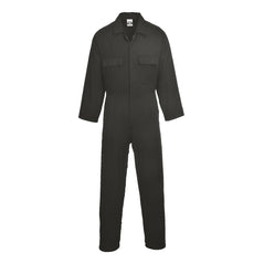 Black euro work coverall with two chest pockets.
