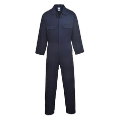 Navy euro work coverall with two chest pockets.