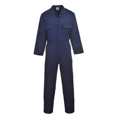 Navy euro work coverall with two chest pockets.