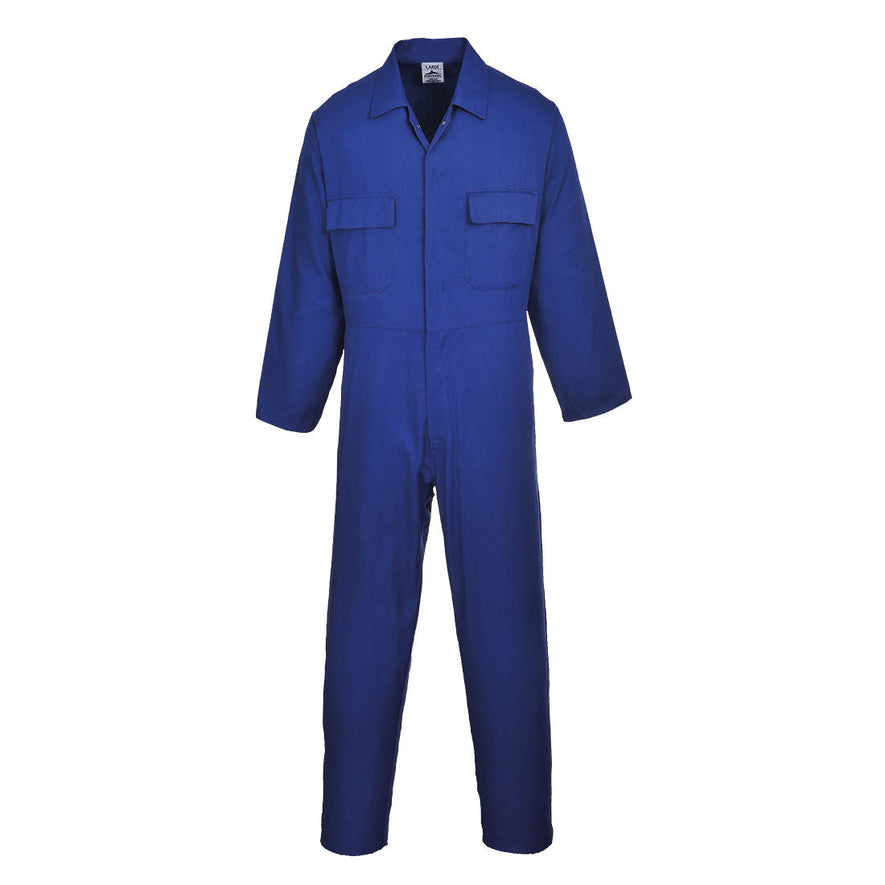 Royal Blue euro work coverall with two chest pockets.