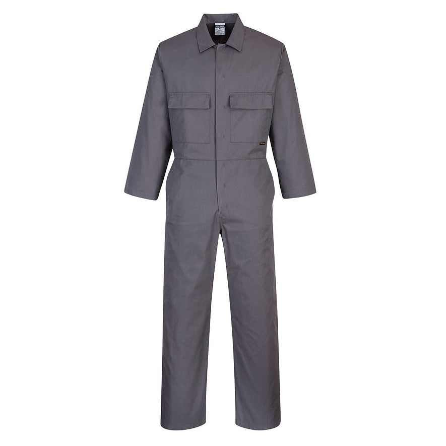 Zoom Grey euro work coverall with two chest pockets.