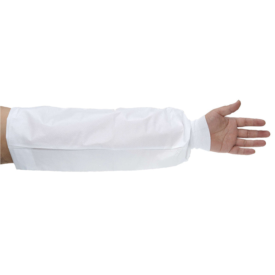 White disposable biztex microporous sleeve covers with knitted cuff