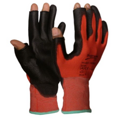 Three Digit Red and Black Cut resistant gloves, The gloves are optimised for the construction industry