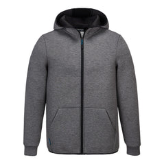 Grey KX3 Technical Fleece hooded jacket. Fleece has front pockets and a contrasting black hood.
