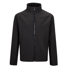 Black portwest Print & Promo softshell jacket. Jacket has full zip fasten.