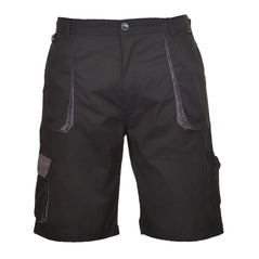 Black Portwest Texo Contrast Shorts. Shorts have side pockets and cargo style pockets. Pockets have grey contrast on the sides and flaps of pockets.