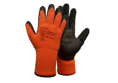 Orange and black Supreme TTF thermal 7 gloves. Orange gloves with black latex coated palms.