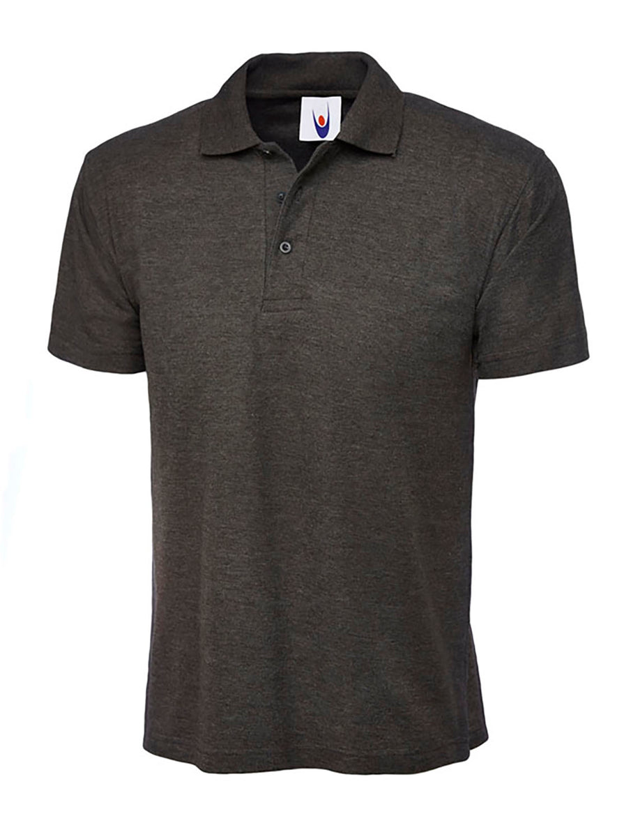Uneek Clothing UC101 220GSM Classic Poloshirt in charcoal with short sleeves, collar and three button plackett.