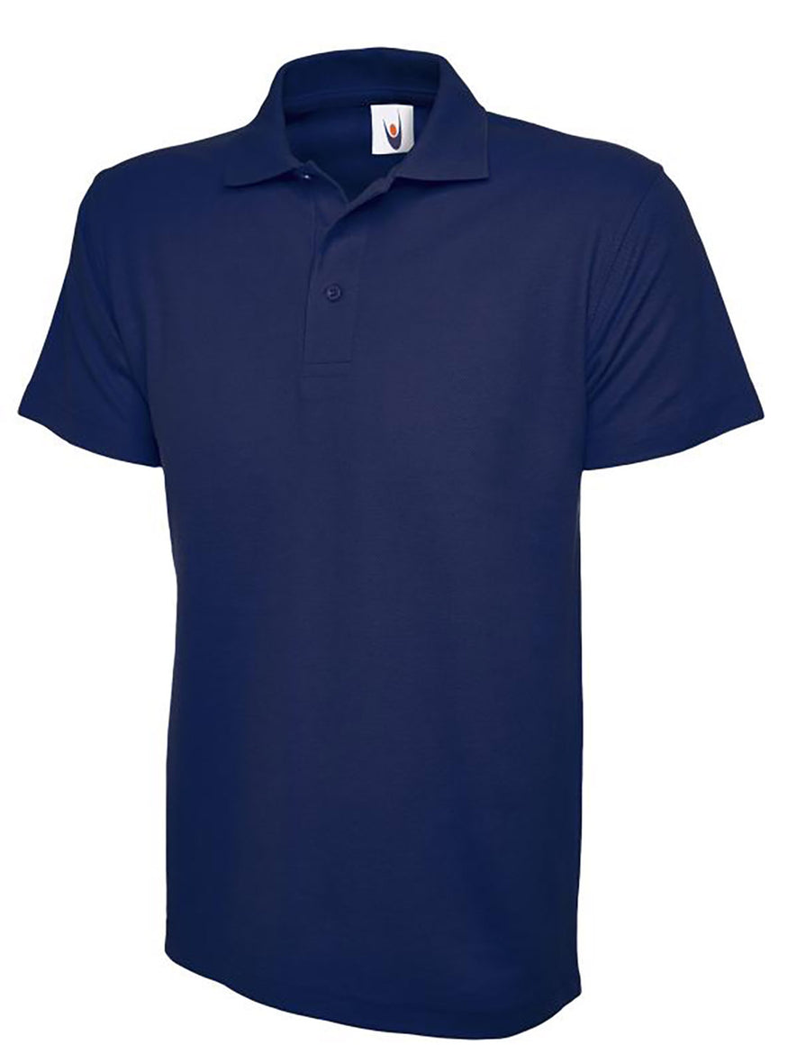 Uneek Clothing UC101 220GSM Classic Poloshirt in french navy with short sleeves, collar and three button plackett.