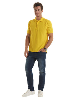 Uneek Clothing UC102, 250GSM Premium Poloshirt in yellow with short sleeves, collar and three button plackett.